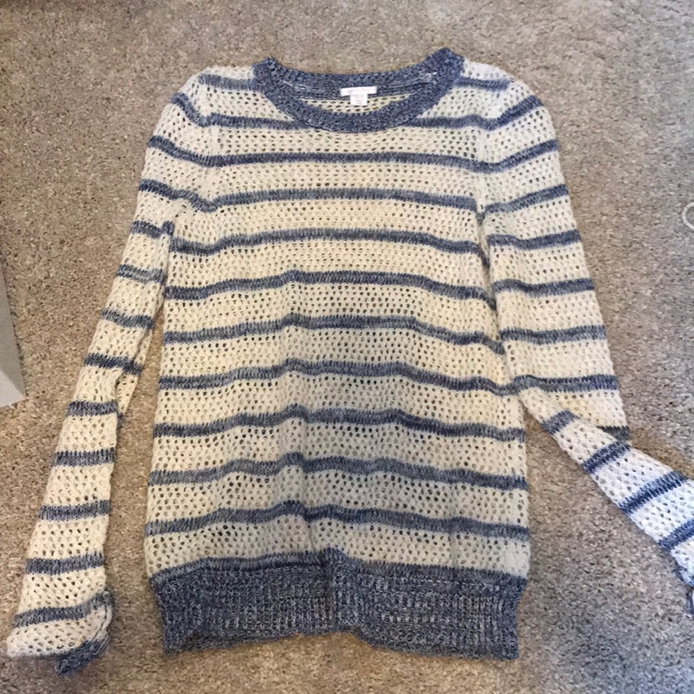 Blue and white striped sweater